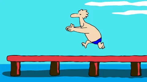 JUMPING TO THE WATER Stock-Footage 1036350