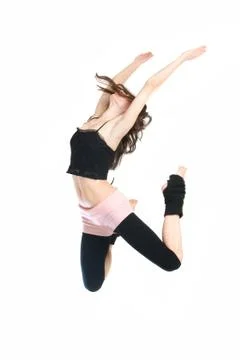 Jumping young dancer isolated on white background Stock-Fotos