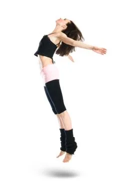 Jumping young dancer isolated on white background 写真素材