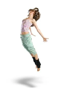 Jumping young dancer isolated on white background Stock-Fotos
