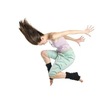 Jumping young dancer isolated on white background Fotos de archivo