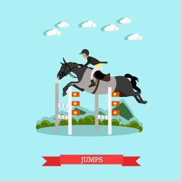 Jumps over barrier vector illustration in flat style Stock Illustration