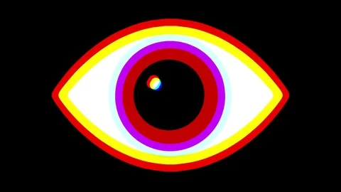 Jumpy RGB red eye symbol on lcd led screen display background animation seamless Stock Footage 83130213
