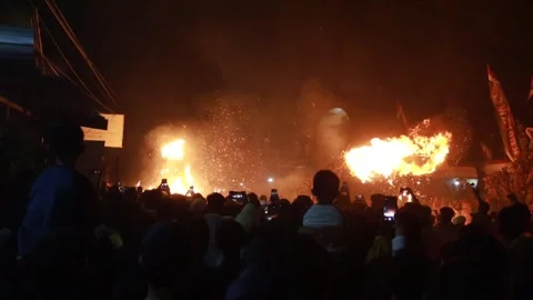 Jun 5, 2023 : torch war, one of the cultural heritage held after the month Stock Footage 244290481