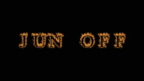 Jun Off fire text effect black background Stock Footage 136245673
