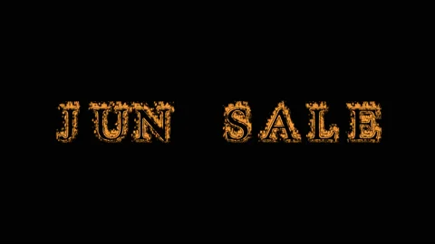 Jun Sale fire text effect black background Stock Footage 136245794