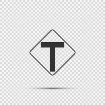 Junction ahead,The main intersection is T-shaped. sign on transparent backgro Stock Illustration