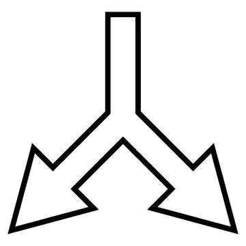 Junction Arrow Down Contour Vector Icon イラスト素材