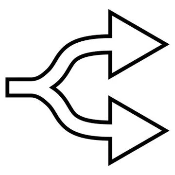 Junction Arrow Right Outline Vector Icon Illustrazione stock