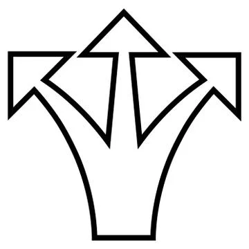 Junction Arrow Up Thin Line Vector Icon Illustrazione stock