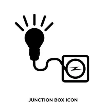 Junction box icon, lamp electric flat vector sign isolated on white backgroun イラスト素材