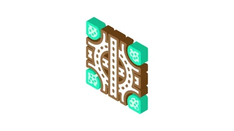 Junction highway road isometric icon animation Stock Footage 327275694