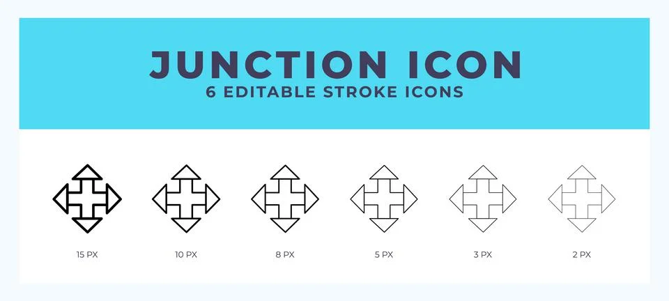 Junction icon in thin line. Bold line. Regular line. Editable stroke. Stock Illustration