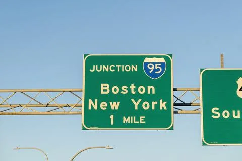 Junction Interstate 95 Boston New York Sign Stock Photos