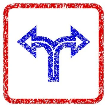 Junction Left Right Grunge Framed Icon Stock Illustration