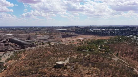 Junction mine in Broken Hill city of NSW Outback, Australi – aerial 4k. Stock Footage 171214243