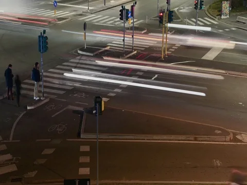 Junction of night city Stock Footage 71991888