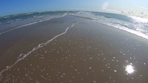 Junction of North and Baltic Sea, Grenen, wavechaos, Denmark Stock Footage