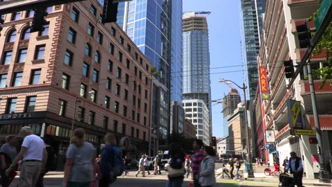 Junction of Pike Street and Second Avenue, Seattle Stock Footage 169619061