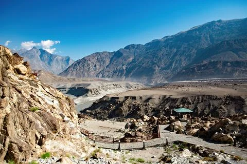 Junction point of three mountain ranges in Pakistan: Himalayas, Hindu Kush an Stock Photos