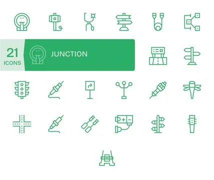 Junction Vector Icon Toolkit featuring 25 PIXEL Perfect 128x128 Regular Lin.. Stock Illustration