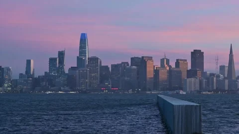 June 08, 2024 - Panoramic view of San Francisco downtown at sunset time Stock Footage 294553071