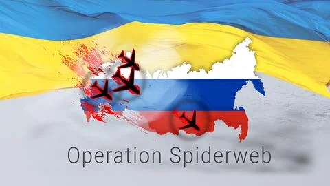 June 1, 2025. Operation Spiderweb military . Stock Illustration