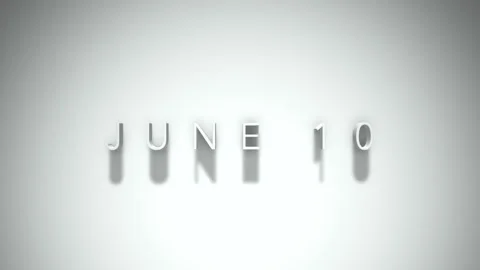 June 10 3D title animation with shadows on a white background Stock Footage 296001158