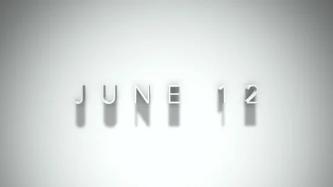 June 12 3D title animation with shadows on a white background Vídeos de archivo 296001159