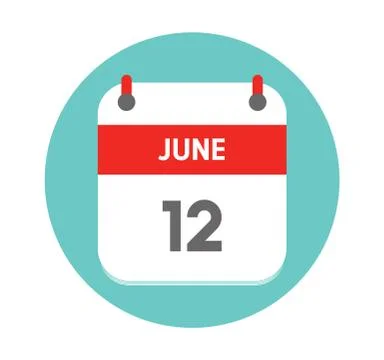 June 12. Vector flat daily calendar icon. Date and time, day, month, Holiday  Stock Illustration