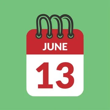 June 13 Calendar icon vector illustration. Illustrazione stock