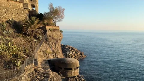 June 14, 2026 - Cinque Terre, Italy - World War II bunker in coastal town Stock Footage 338147842