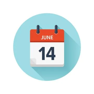 June 14. Vector flat daily calendar icon. Date and time, day, month 2018 스톡 일러스트