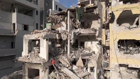 June 16, 2025. Damage in Tel Aviv after an Iranian missile attack Video stock 312788166