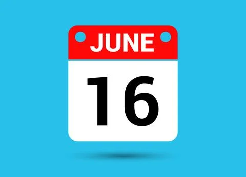 June 16 Calendar Date Flat Icon Day 16 Vector Illustration Stock Illustration