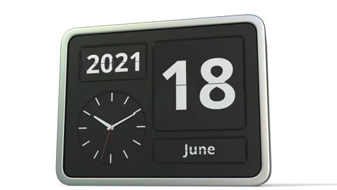 June 19 date on the flip clock calendar, 3d animation Stock Footage 146784614