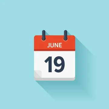 June 19. Vector flat daily calendar icon. Date and time, day, month. Holiday. Stock Illustration
