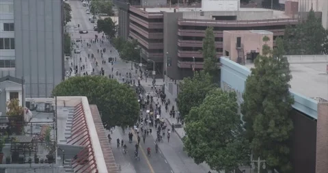 June 2 2020 BLM March Downtown Los Angeles Stock Footage 197893602