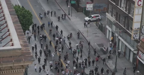 June 2 2020 BLM March Downtown Los Angeles Stock Footage 197893985