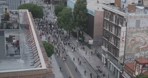 June 2 2020 BLM March Downtown Los Angeles Stock Footage 197894012