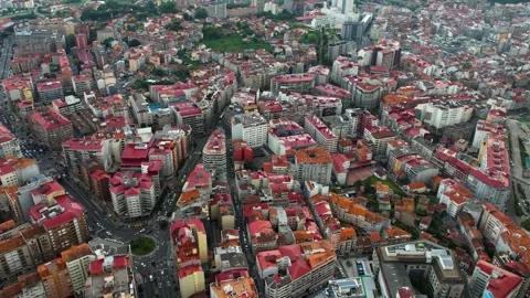 June 2. 2024 Vigo, Spain Aerial wide view of the city Vigo Stock Footage 340963553