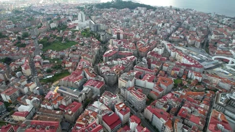June 2. 2024 Vigo, Spain Aerial wide view of the city Vigo Stock Footage 340990037