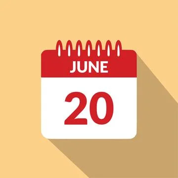 June 20 Calendar icon vector illustration. Stock Illustration