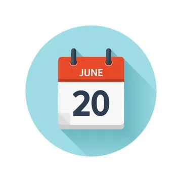 June 20. Vector flat daily calendar icon. Date and time, day, month 2018 Stock Illustration