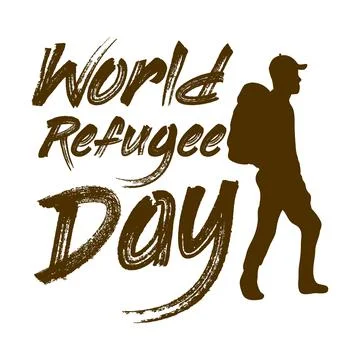 June 20 World Refugee Day special vector illustration and mud color text effe Stock Illustration