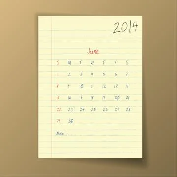 June 2014 calendar Stock Illustration