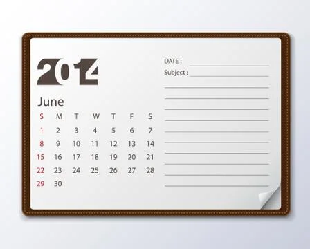 June 2014 calendar Stock Illustration