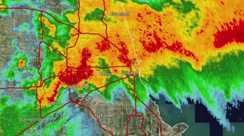 June 2015 Chicago IL Severe Weather Radar (Without Warn Boxes) Video stock 68086224
