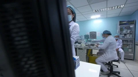 June 2016. Doctors or Professionals were working in Medical Laboratory at Med Stock Footage 127501412