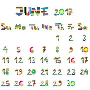 June 2017 calendar Stock Illustration